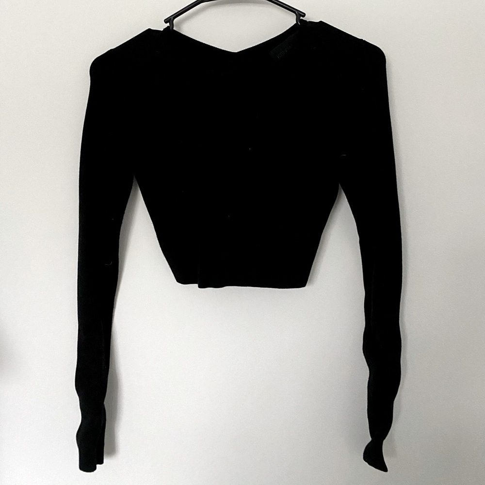 Kendall & Kylie Long Sleeve Backless Crop Top
